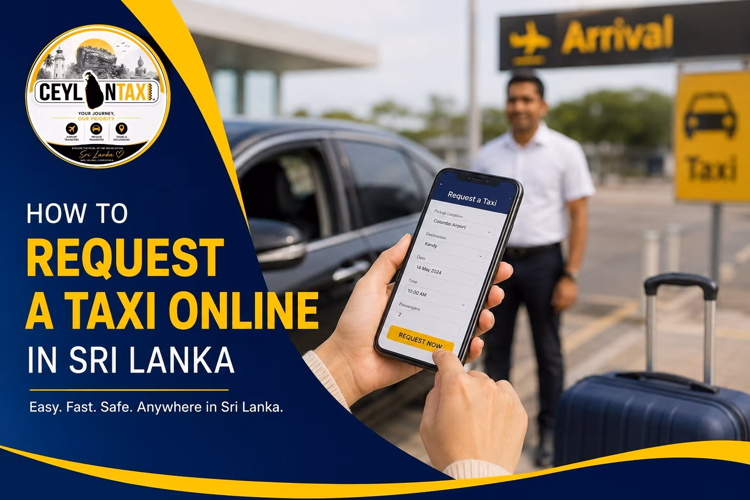 How to request a Cab online in Sri Lanka using Ceylon Taxi airport transfer and cab booking service