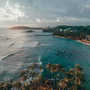 Aerial view of Mirissa beach and bay